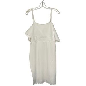 Premier Amour White Ruffle Overlay Sheath Dress Size 10 P4XG6473